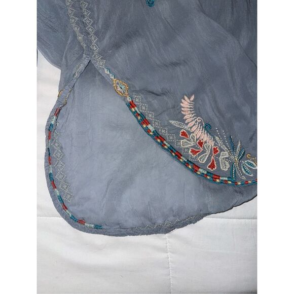 Johnny Was Embroidered Tunic Top/ Mini Dress Size Small– Light Blue 3/4 Sleeve B - Picture 5 of 16